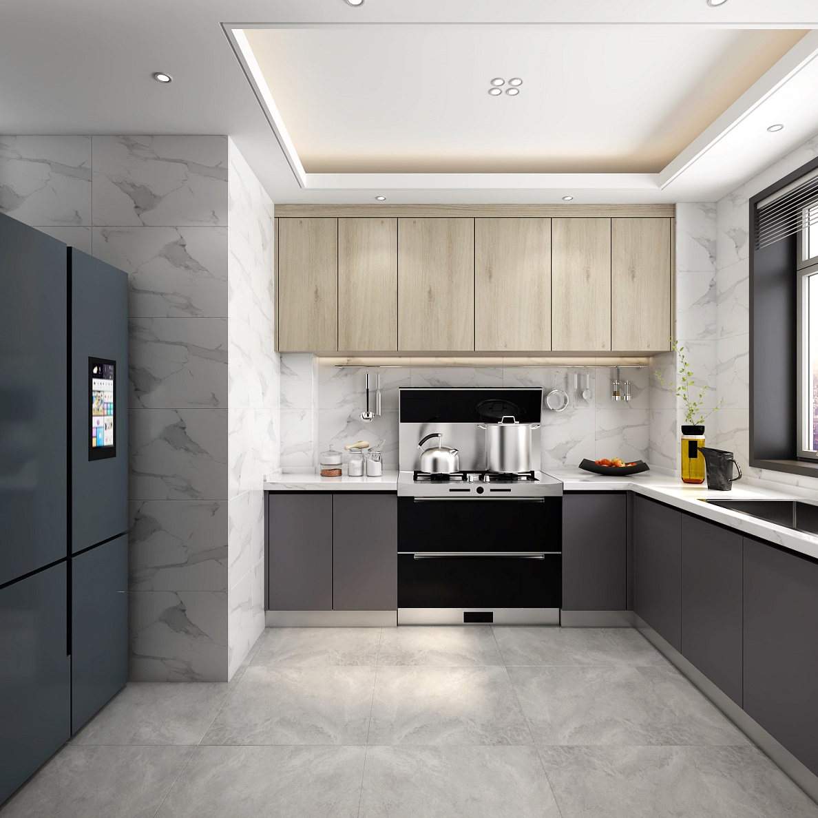 Modern Luxury Smart Wood Lacquer Flat Pack Kitchen Cabinet with Bottom Lacquer Finish