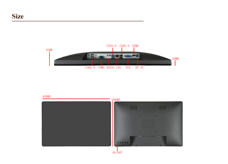 Windows OS 21.5 Inch All in One TPV for Restaurant Delivery Wall Mounted Touch Screen