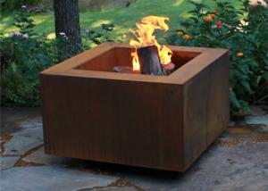 Quality Wood Burning Square Metal Fire Pit , Square Garden Fire Pit Simple Design wholesale