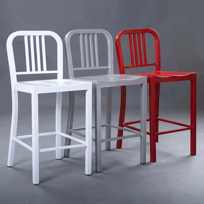Coffee Shop Counter Metal Stools Red Metal Bar Stools For Outside