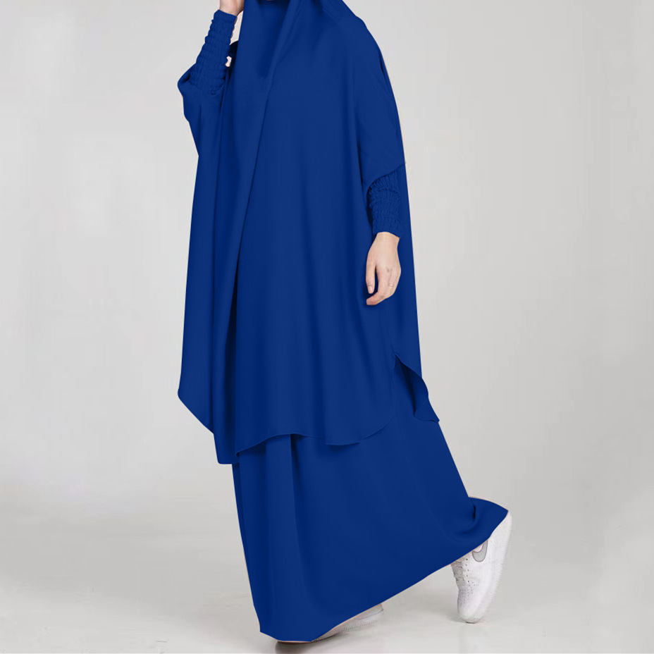 Arab Malay Abaya Women Turkey Robe Muslim Prayer Dress Solid Color Plus-Size