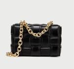White Thick Gold Chain Bag 23cm 15cm Female Messenger Bag