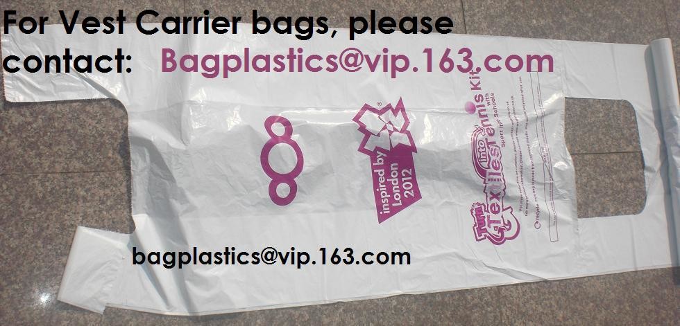 Heavy Duty Compostable T-shirt Handle Tie Plastic Roll Garbage Bags Trash Bags, t shirt carry bags, bagease, bagplastics