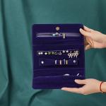Midnight Blue Heavy Suede Jewelry Roll Organizer Jewelry Roll For Necklaces