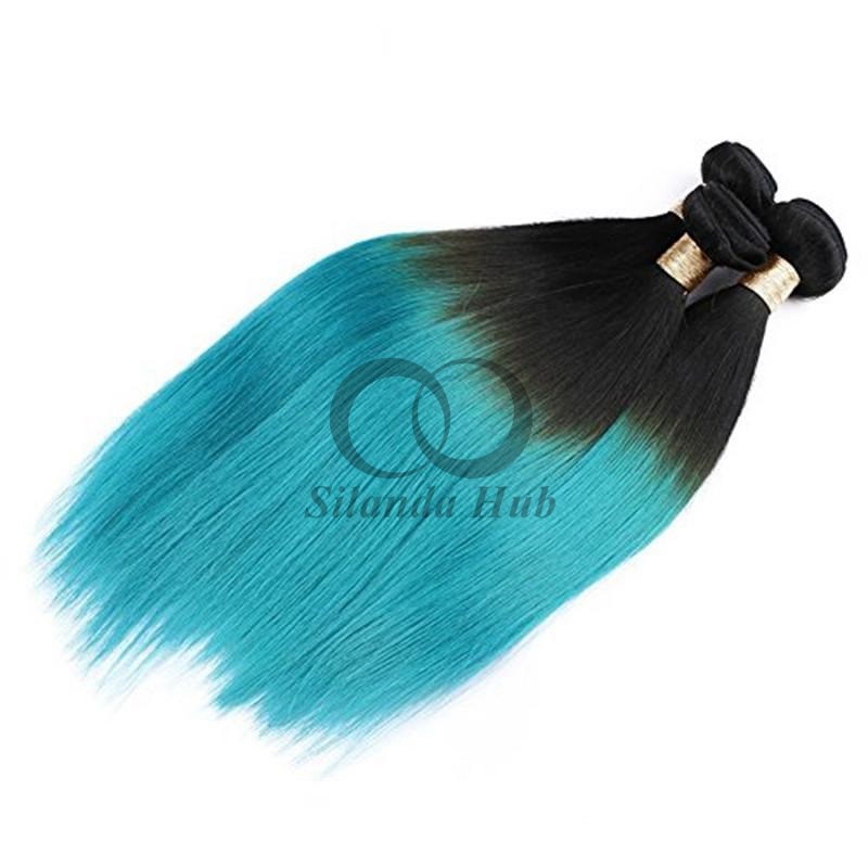 #T1B/Blue Straight Remy Human Hair Bundles Sew In Weave Bundles Brazilian Bundle Deals
