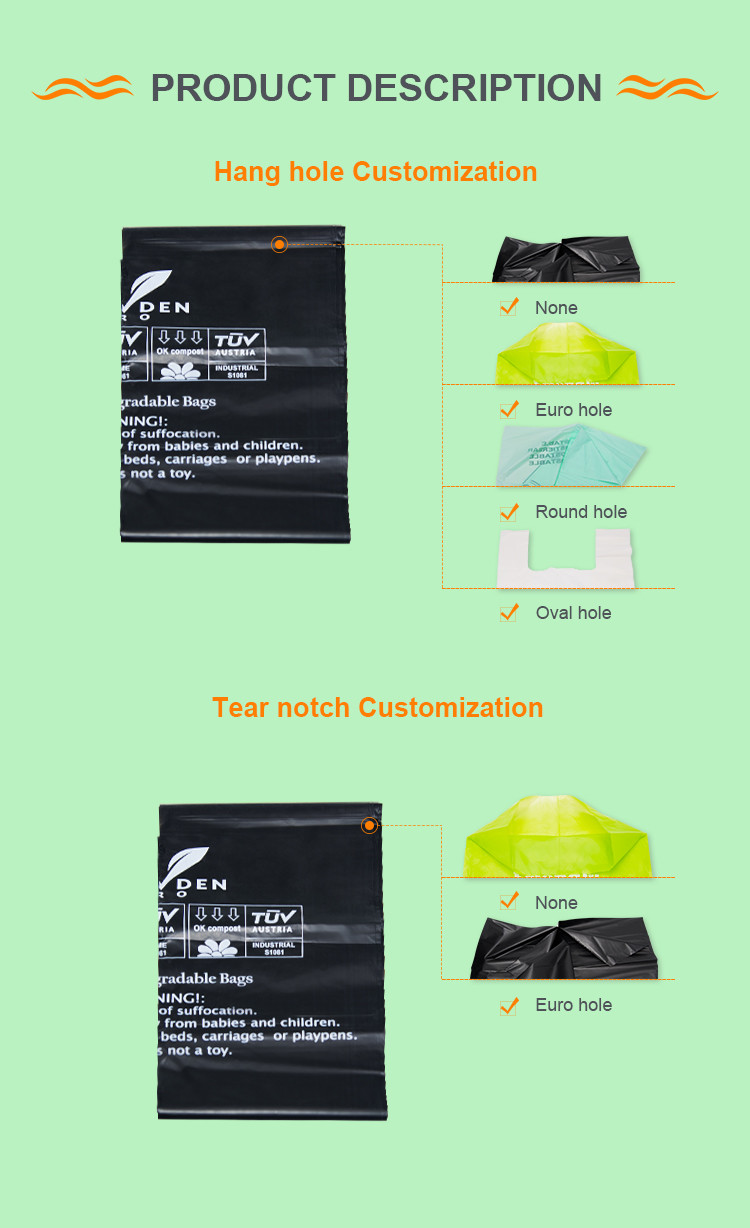 Recyclable PLA PBAT PHA Plastic Packaging Bag 100 Degradable Carrier Bags