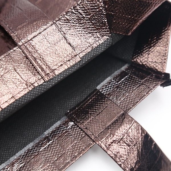 Wholesale custom new brown fashion pp non woven shopping bag aluminum foil tote wine bag