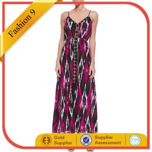 Quality Printed Lace-Up Maxi Dress wholesale
