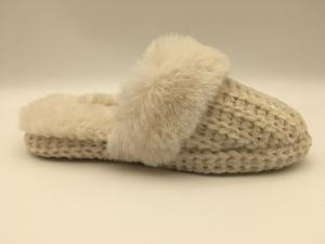 Quality Orange Womens Winter Warm Slippers Soft Flat Slippers With Braided Upper / Fleece Lining wholesale