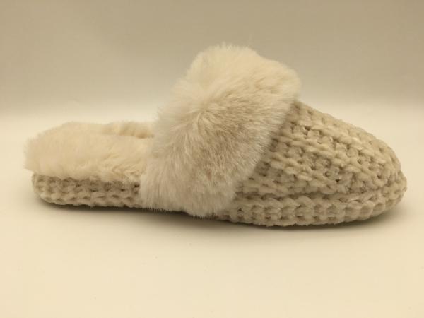 Orange Womens Winter Warm Slippers Soft Flat Slippers With Braided Upper /
