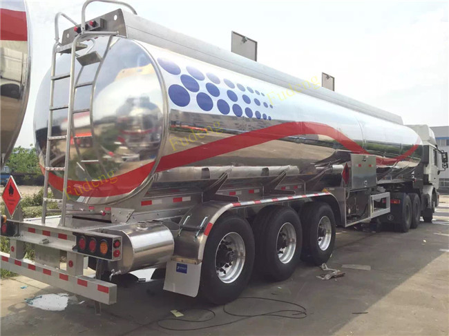 FUWA axle petrol fuel tanker semitrailer stainless steel tank trailer sale