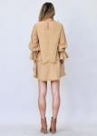 100% cotton scoop neck khaki dress with frayed detailing