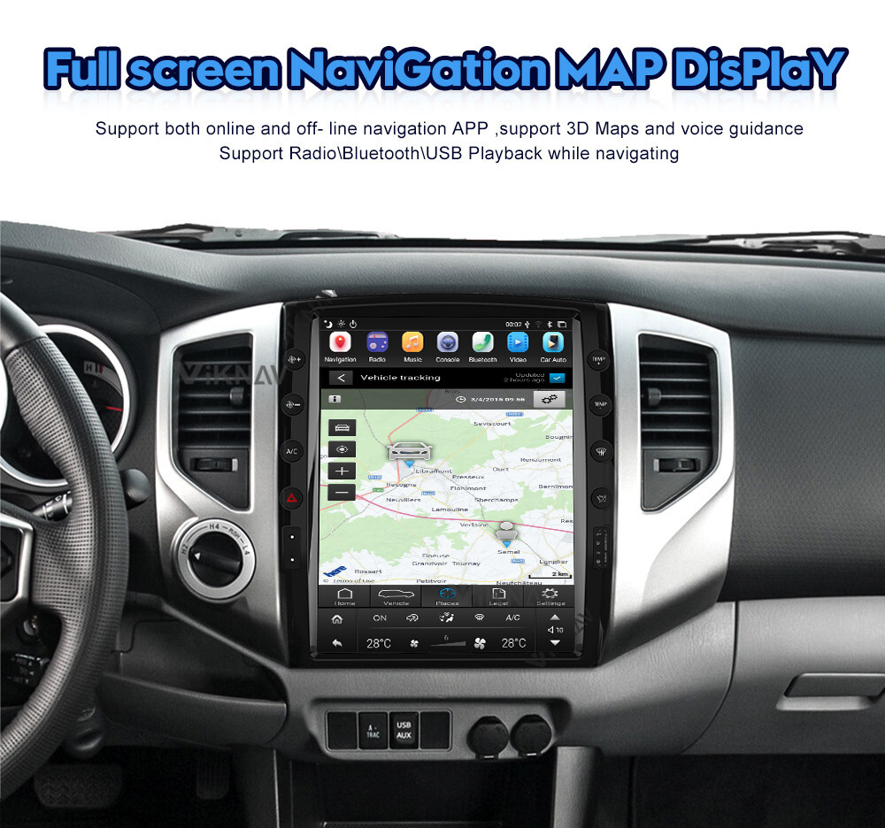 Viknav Car Radio For TOYOTA Tacoma HILUX (2005-2015) 13.6 inch PX6 2 din Android GPS Navigation Stereo Receiver Tape Rec