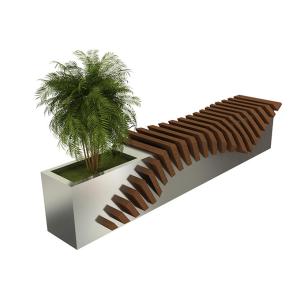 Quality EN840 Certificate 140cm Stainless Steel Wooden Planter Bench Seat wholesale