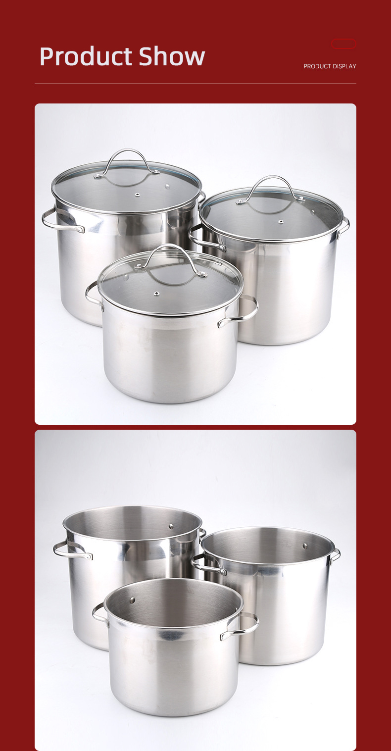 Good Selling Silver Large Capacity Cookware Stew Pots Cooker SS 304 Cooking Pots With Binaural Handle