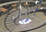 Solid Wood Tread Curved Wood Stairs Stainless Steel Inside / Outside