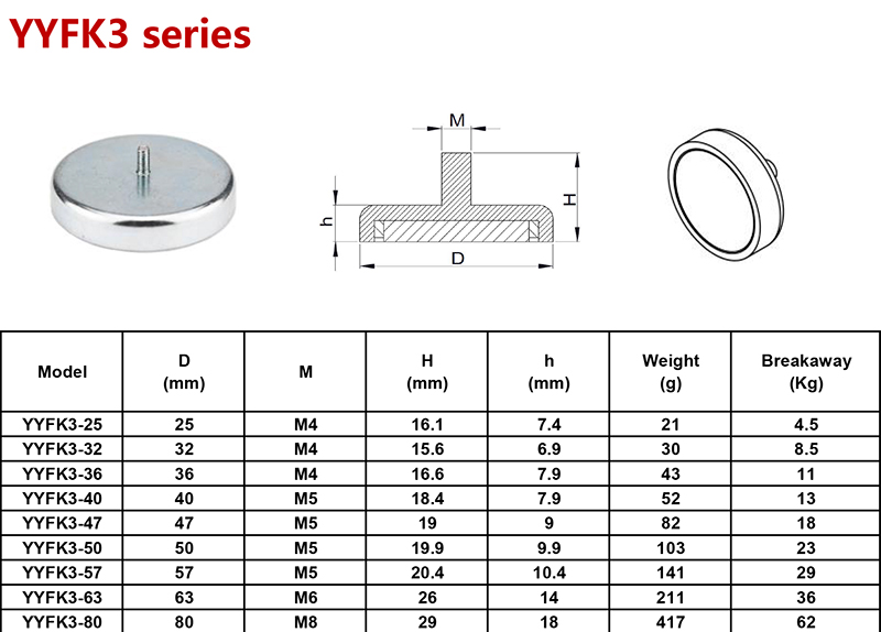 D60mm Y30BH Cup Shape Pot Magnet/Ceramic Shallow Pot Magnet/Ferrite Magnetic Fastener Round Base Pot Magnet
