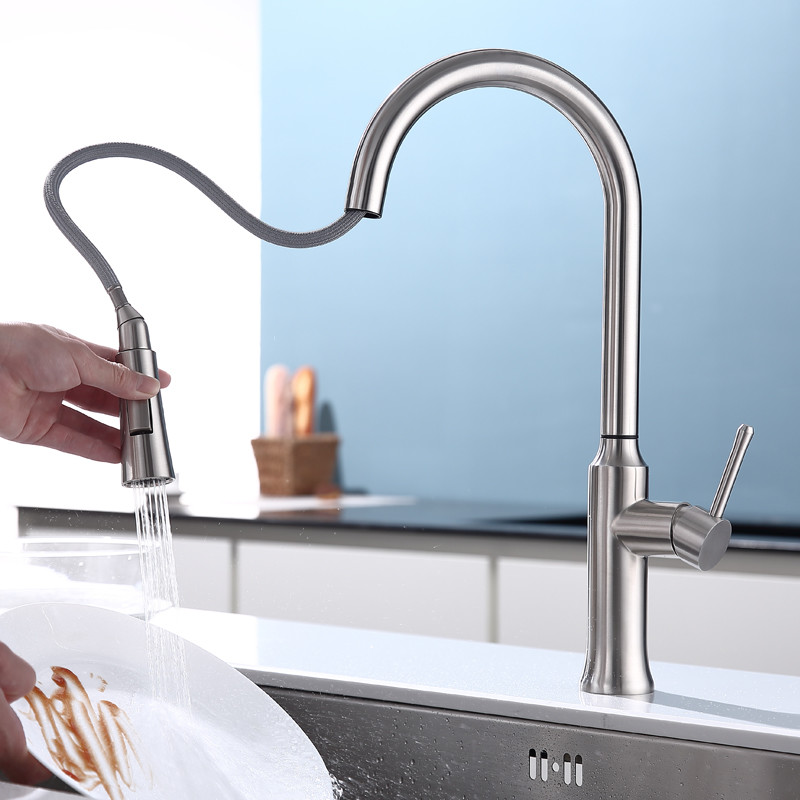 HOMEKA Smart Kitchen Faucet Pull Down Type Dual Function Spray Head For Sink