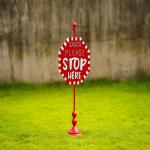 Metal Santa Stop Here Signs Multiple Metal Outdoor Christmas Decor