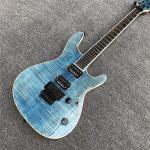 Light blue Quilted Flame Maple Mayones Electric Guitar,2019 New S logo Neck