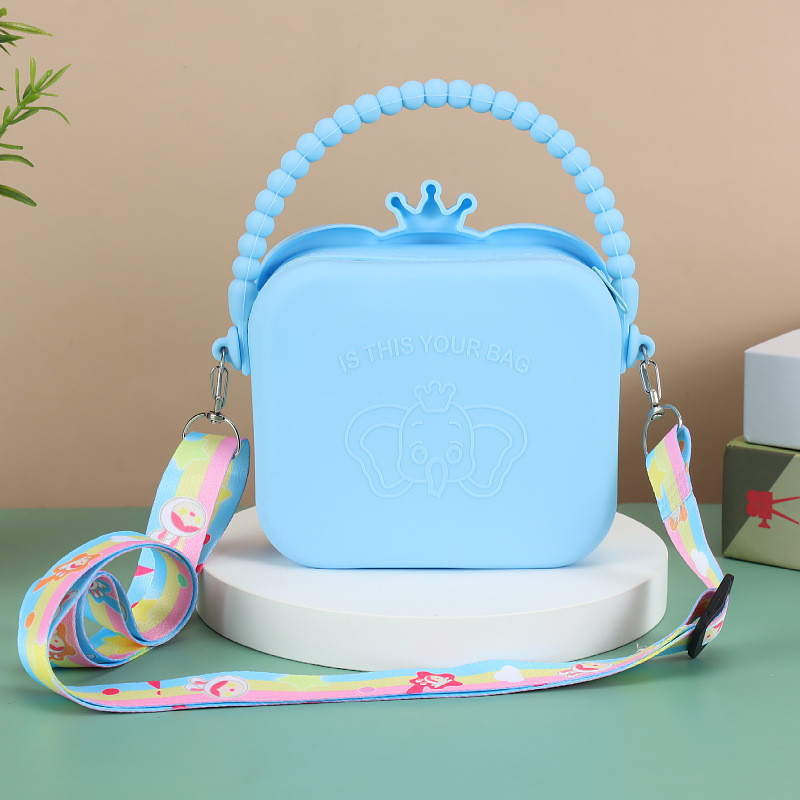 Elephant Little Girls Crossbody Purses With Chain Strap Silicone Resin Toddler Handbag Mini Casual Messenger ShoulderBag