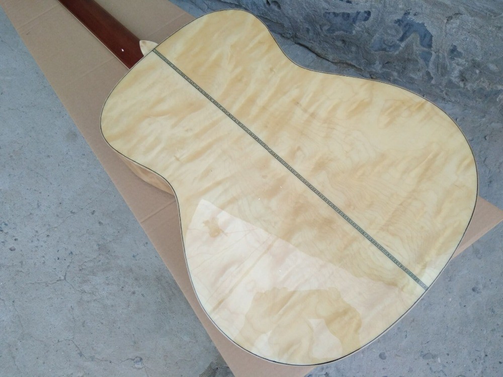 AAAA all Solid OM body style guitar 14 frets imported wood custom solid maple acoustic electric guitar