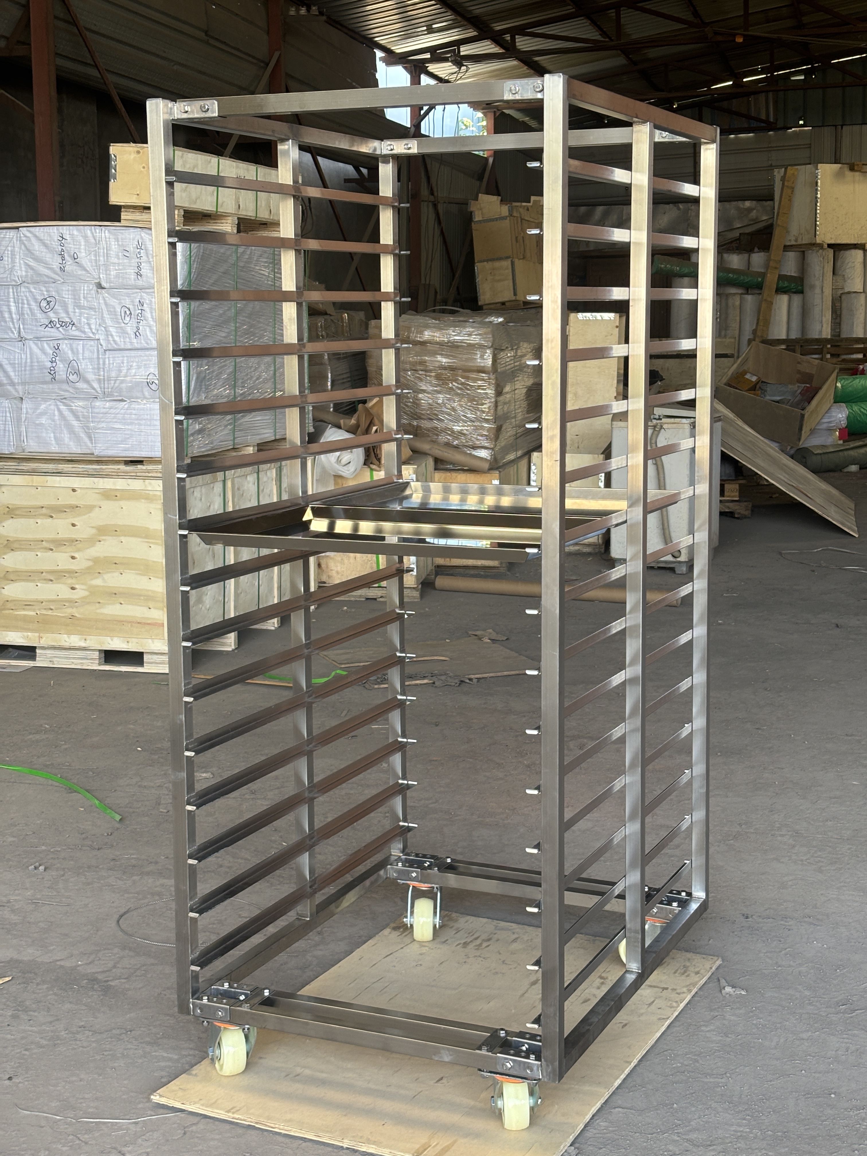 15 20 Tier Stainless Steel 201 304 Tray Bakery Oven Trolley