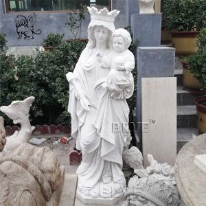 Quality Life Size White Marble Virgin Mary Holding Baby Jesus Statues Religious wholesale