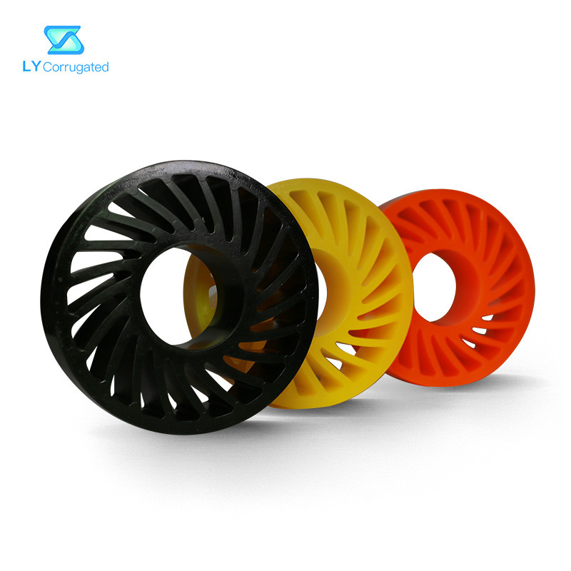 TUV Corrugated Machine Parts pu coated wheels 330mmx220mmx70mm