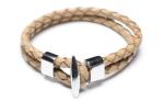 Baige Leather Cuff Bracelets with Stainless Steel Clasp