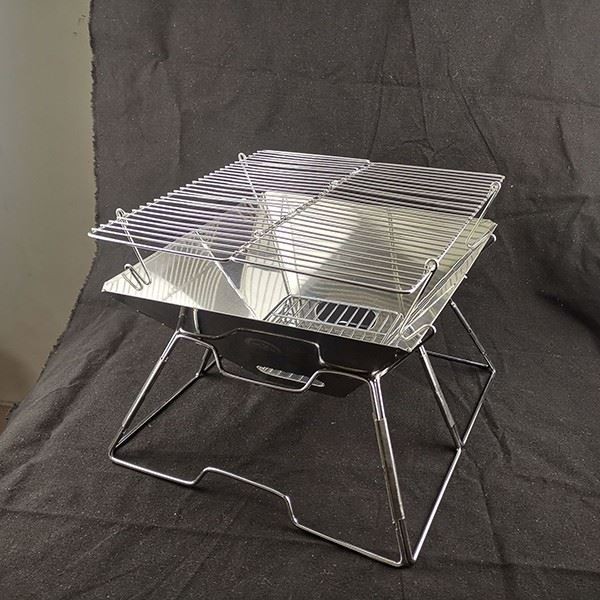 Picnic Outdoor Charcoal Barbecue Grill, Portable Charcoal Grill, Folding Stainless Steel Camping Fire Pit