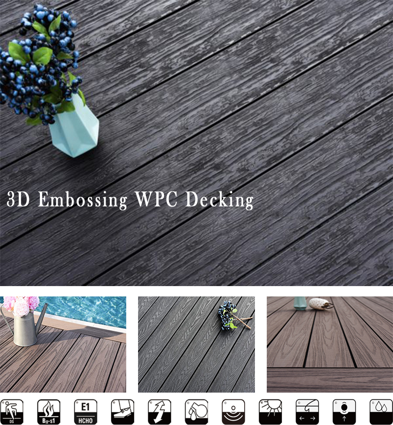 Best Solid Core Piso WPC PVC Patios Timber Smooth 3D Embossing Outdoor Composite Deck