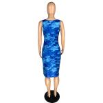 Milk Shreds Sea Blue Vest Suspender Skirt Ladies Elegant Sexy