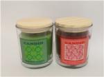 Decor candle, round glass scented candle with wooden lid