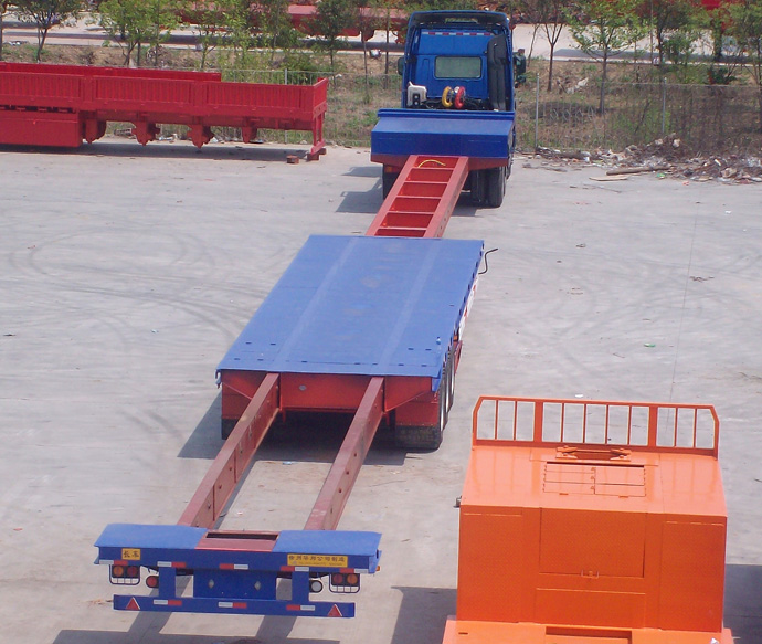 Manufacture AoTong Ramp Extendable Lowbed Semi Truck Trailer with Heavy Duty I Beam