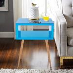 15.75inch Height blue Glass Mirror End Tables / Mirror Nightstand Table 10.8kgs