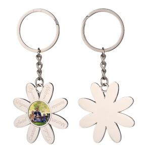 Quality Flower Shape Metal Sublimation Keyring DIY Printing Photo Lovers Flower Necklace wholesale