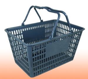Quality Grey Waterproof Supermarket Plastic Shopping Basket With Handles wholesale