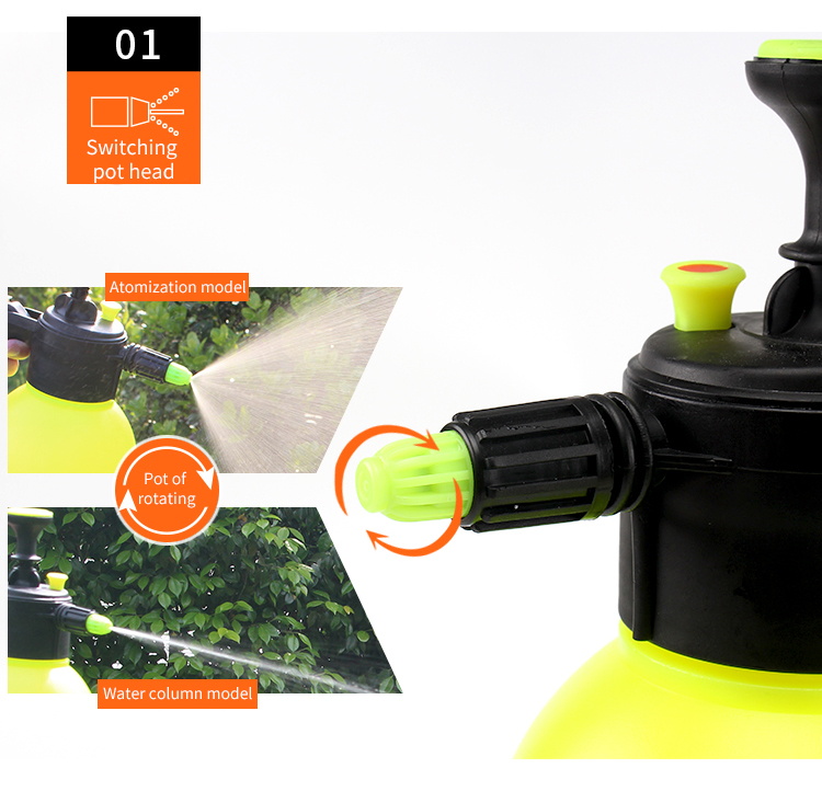 2L PP Hand Pressure Water Mist Bottle Sprayer Pressurized For Garden