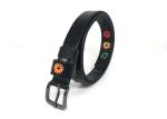 Womens Alloy Buckle Black Leather Embroidery Waist Belt