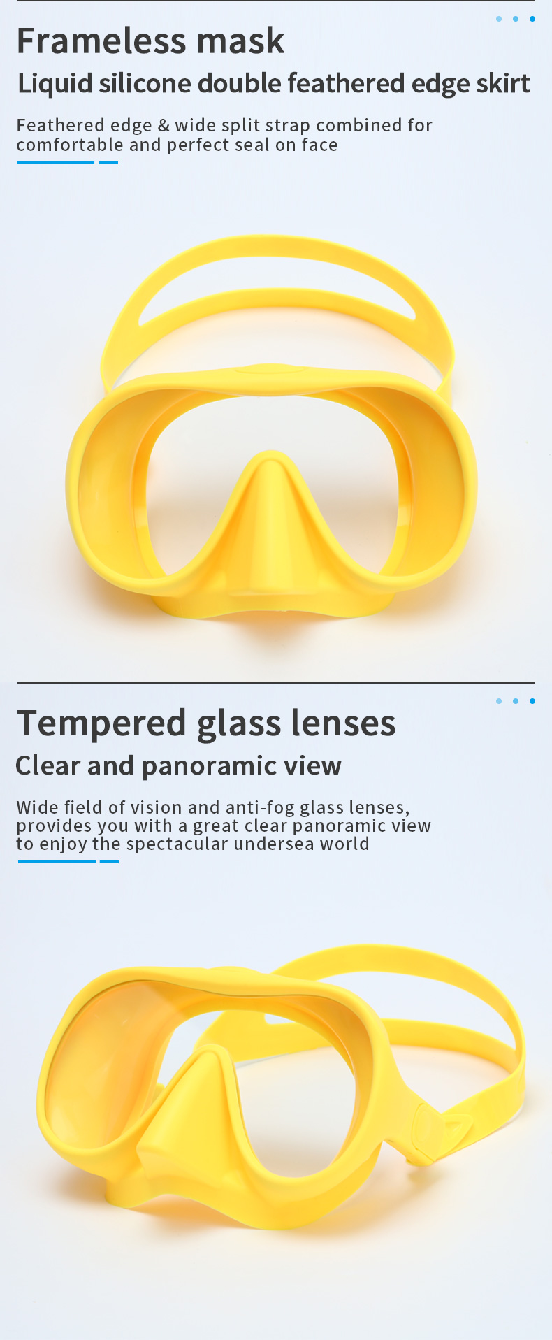 Frameless Single Lens Scuba Diving Snorkel Mask Set Silicone Mouthpiece