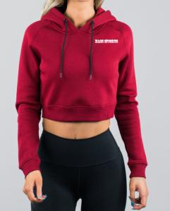 Quality Dark Red Sports Team Hoodies Womens Cropped Hoodie wholesale