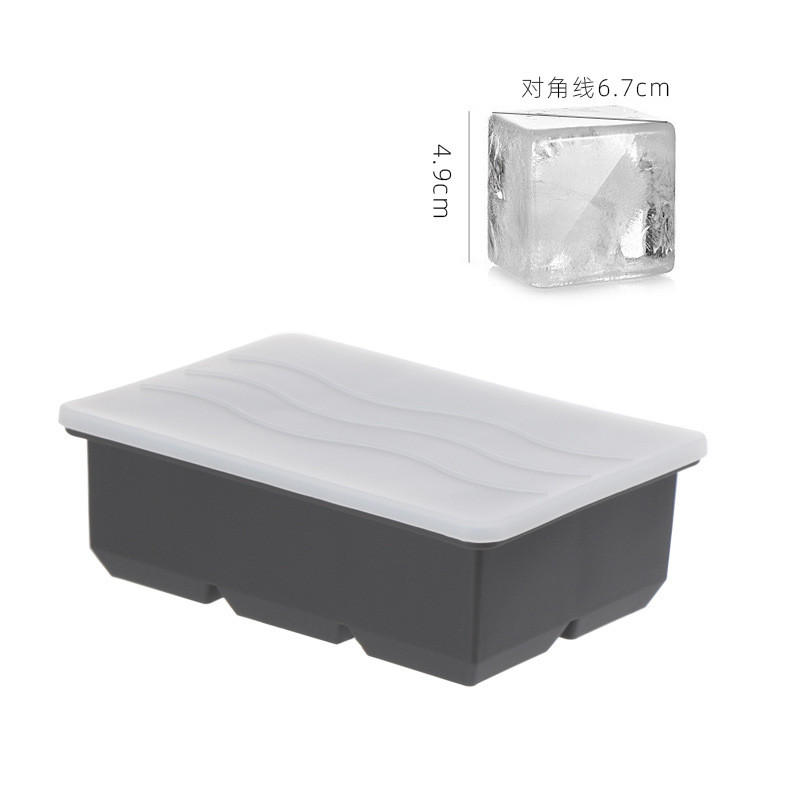 Ice Cube Tray, Large Ice Cube Moulds For Easy Release, Silicone Ice Cube Tray With Lid For Freeze, Stackable Square Ice Tray For Cocktails Whiskey