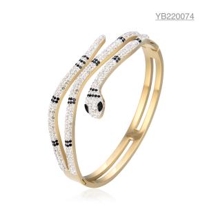Quality Medusa Snake All Diamond Bracelet Personalized Stainless Steel Gold Bangle wholesale