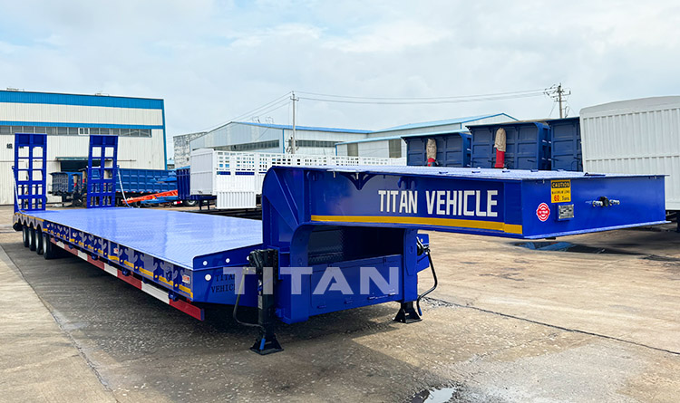 TITAN Heavy Duty 4 Axle 100 Ton Lowbed Truck Trailer Low Bed Semi Trailer for Sale