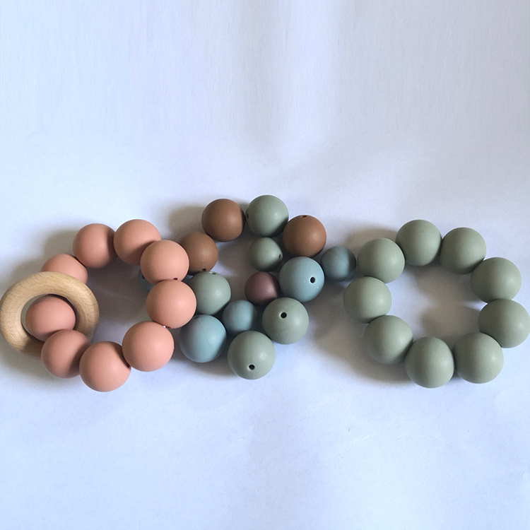 New Color BPA Free Baby Chew Necklace Round Silicone Teething Beads Brown/pink/orange/green/blue or Custom Color DL13-005 CN;GUA