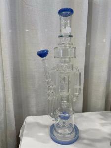 Quality Recycler Glass Bowl Pipe 14mm Double Bubbler Pipe wholesale