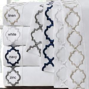 Quality All-Season Flat Bed Sheet Egyptian Luxury Embroidered Bed Sheet Set with Beautiful Rope Embroidery 4 Piece Set wholesale