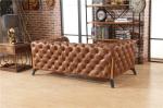 Light Luxury Europe Leather Chesterfield Sofa / Two Seater Leather Couch