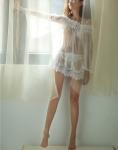 2 Pieces Bralette Sexy Off Shoulder Transparent Suspender Black Lingerie Body
